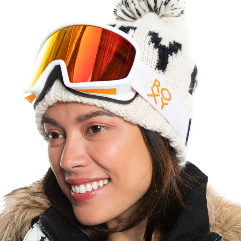 ROXY Feenity Colour Luxe Ski Snowboard White Red Orange M Goggles